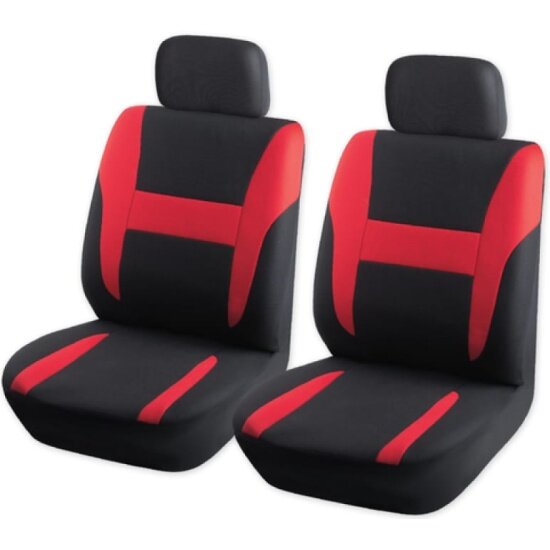 Чехол-рубашка на переднее сиденье с подголовником Arnezi черно-красный, 4 предмета
