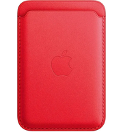 Картхолдер MagSafe для iPhone кожаный чехол-бумажник "Красный"