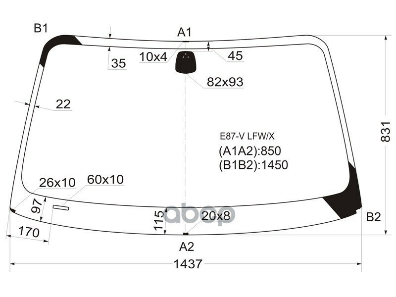 Стекло Лобовое Bmw 1-Series 04-13 XYG арт. E87-V LFW/X