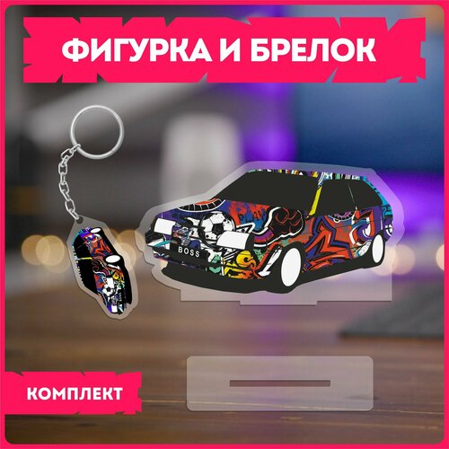 Статуэтка и брелок набор подарочный машина ваз 2114 v4 396₽