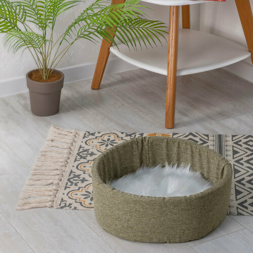 Лежанка для кошек и собак круглая, светло-коричневая / ZooMoDa