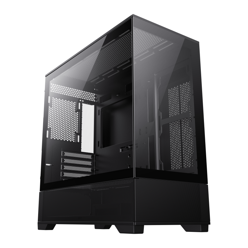 Корпус GameMax Vista MB Black без БП (Черный Midi-Tower Micro-ATX, Mini-ITX CPU 165мм VGA 410мм Закаленное стекло, 1*USB3.0, 2*USB 2.0, HD Audio)