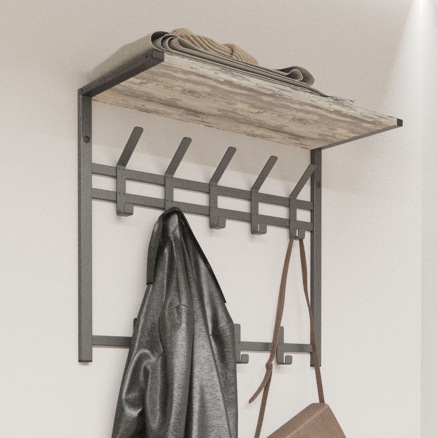 фото Вешалка настенная ЗМИ Торонто 22Д металлическая для хранения одежды, цвет графит