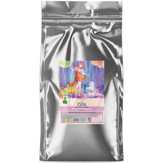 Корм сухой Zillii Adult Dog для взрослых собак Белая Рыба с Лососем, 15 кг