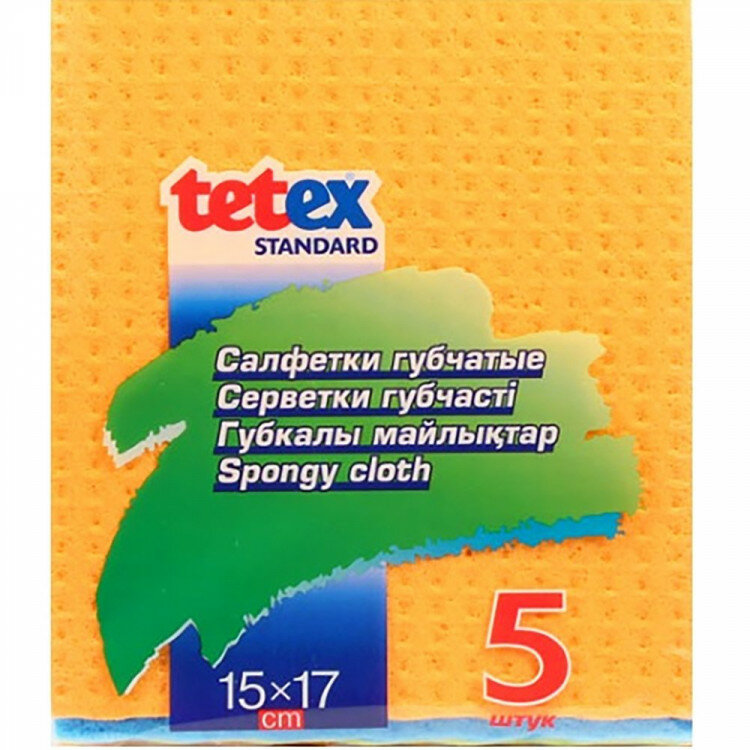 Салфетка губчатая 5 штуки в упаковке 15*17см Tetex