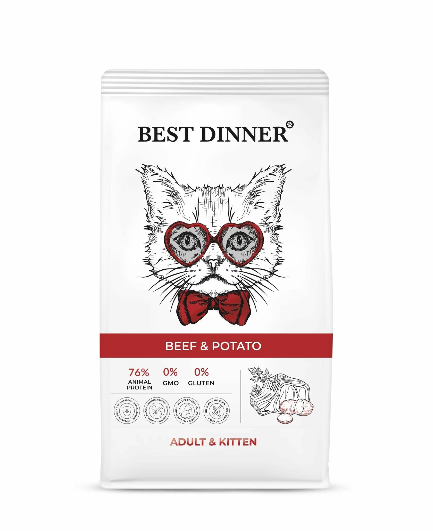 Best Dinner Adult & Kitten Beef & Potato сухой корм для кошек и котят от 1 месяца 400 г