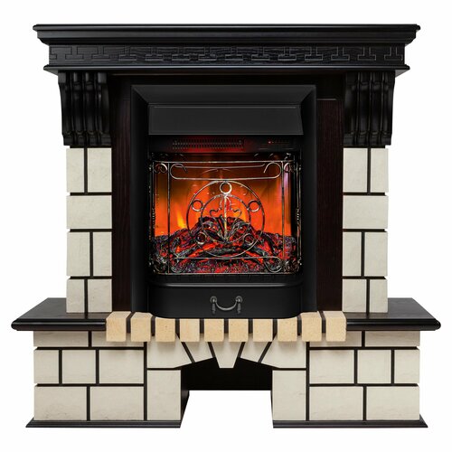 Электрокамин RealFlame STONE R STD/EUG AO-287 с очагом Majestic Lux Black электрокамин realflame stone ao с очагом fobos lux bl s