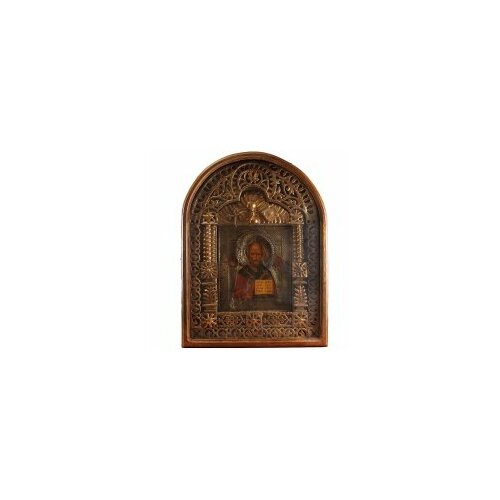 Икона живописная Св. Николай 47х65 киот, оклад 19 век #158416