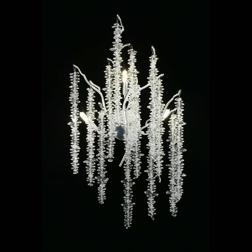 Настенный светильник с хрусталиками 3 лампы цоколь G9 серебро 7900₽