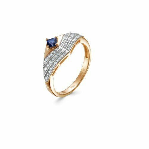 Кольцо Vesna jewelry, красное золото, 585 проба, сапфир, бриллиант, размер 16.5 золотое кольцо с бриллиантами сапфиром 01к676209 1 размер 17 мм