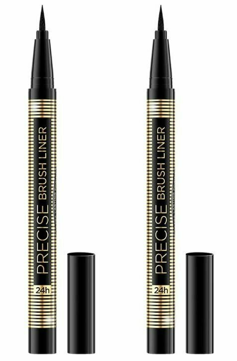 Eveline Cosmetics Подводка для глаз Precise Brush Liner, Цвет чёрный, Ультрастойкая, 2 шт