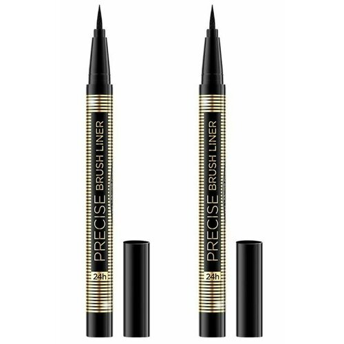 Eveline Cosmetics Подводка для глаз Precise Brush Liner, Цвет чёрный, Ультрастойкая, 2 шт