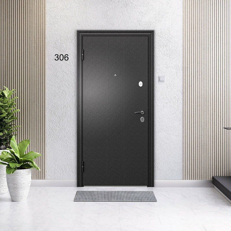 Дверь входная для квартиры Torex Flat-L 950х2050 левая, тепло-шумоизоляция антикоррозийная защита, замки 4го и 2го класса, черный/бежевый - фотография № 3