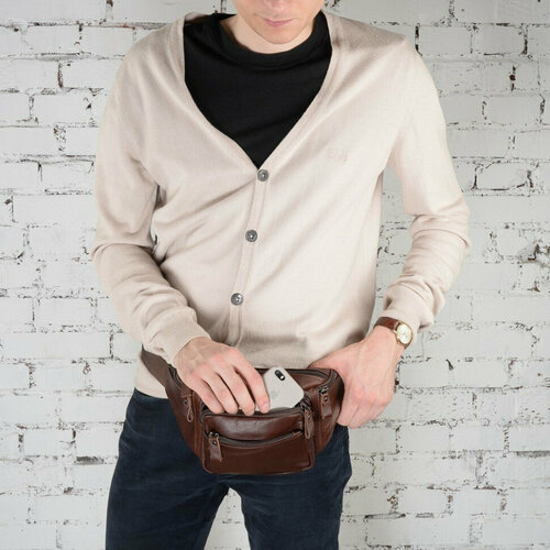 фото Сумка поясная , коричневый zuonbinli