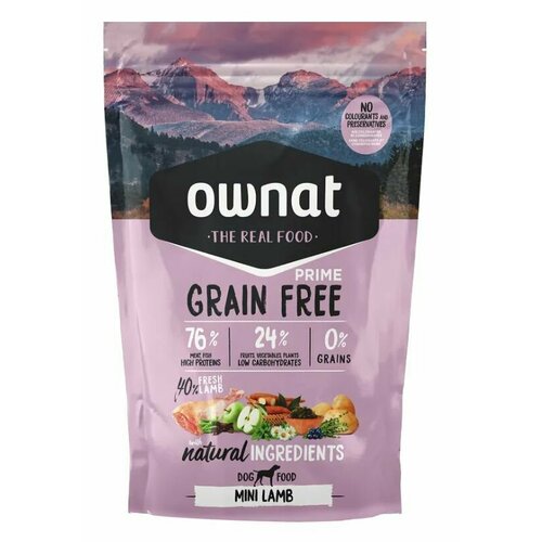 Ownat Mini Grain Free Сухой корм беззерновой для собак мелких пород, с ягненком, 400 гр.  - купить со скидкой