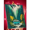 Картина по номерам на холсте 40х50 автомобиль и лесной пейзаж - изображение