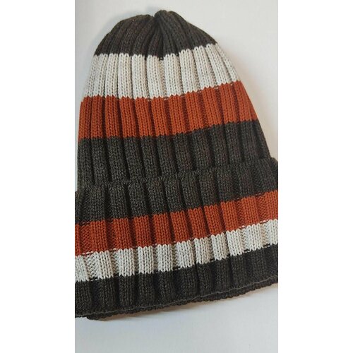 новинка 2022 мужская зимняя и осенняя теплая шапка газетчик Шапка бини , размер 56/59, коричневый, оранжевый