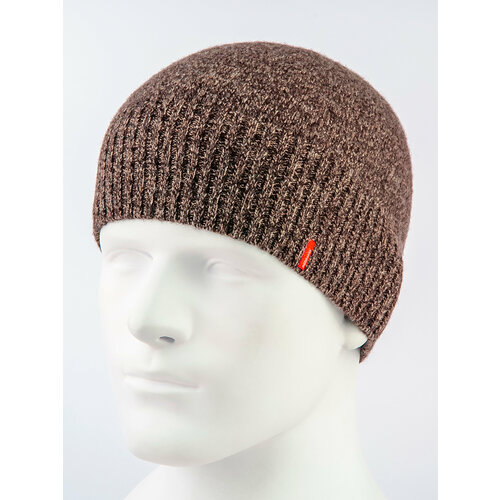 фото Шапка бини oxygon, размер 54/60, коричневый, белый