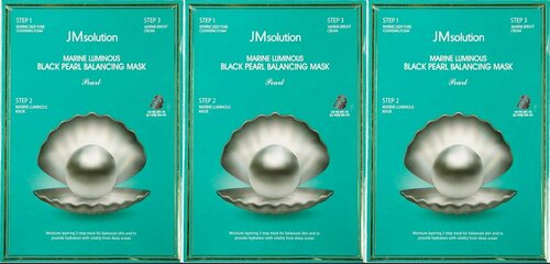 Маска для лица JMSolution, Marine Luminous Black Pearl Balancing Mask, тканевая, 3 уп
