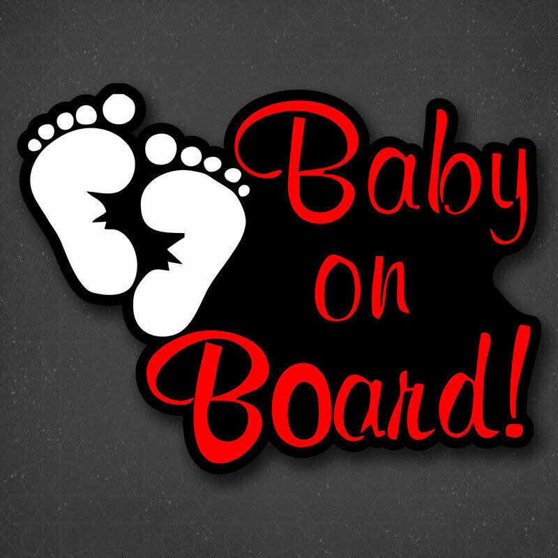 Наклейка на авто "Baby on board - маленькие ножки" 24x17 см