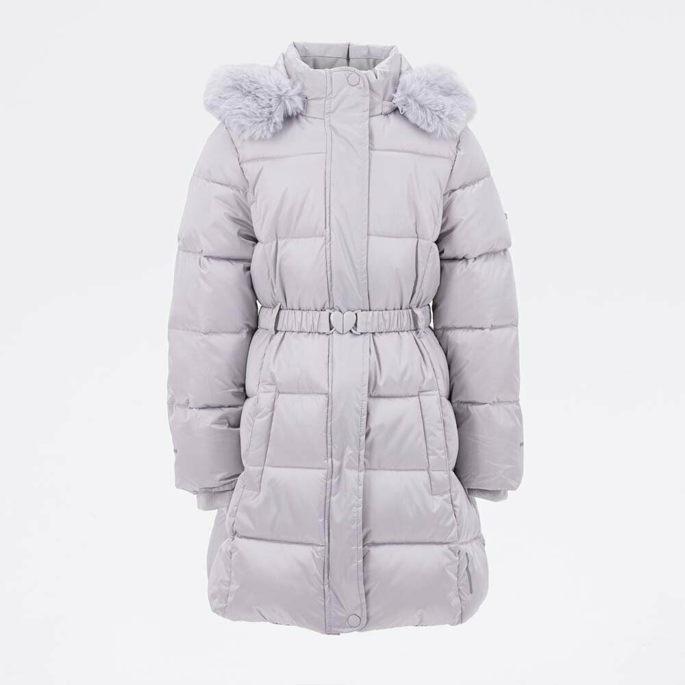 Зимнее пальто для девочки серебристый котофей 07858057-41 размер 128