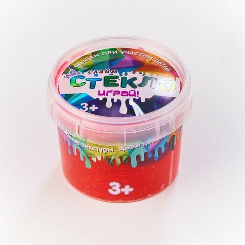 Слайм «Стекло» «Party Slime», 90 г, красный неон (комплект из 12 шт)