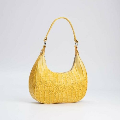 фото Сумка багет vita, фактура под рептилию, желтый