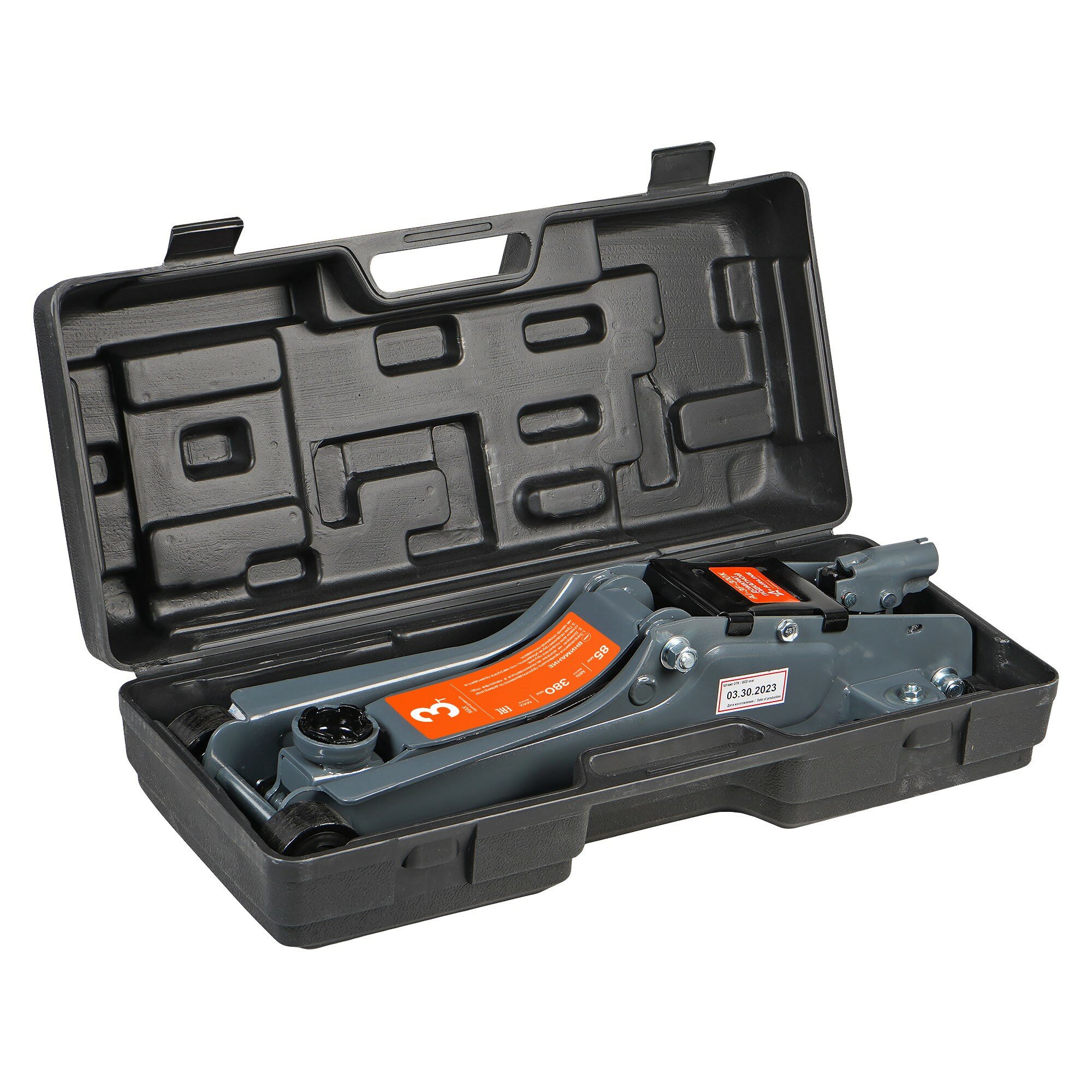 фото Домкрат подкатной 3т низкопрофильный в кейсе (MIN - 85 мм, MAX - 380 мм) (AJ-3F-370K)