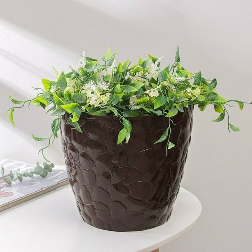 Горшок с поддоном Камешки 8 л цвет шоколадный комплект из 5 шт 2574₽