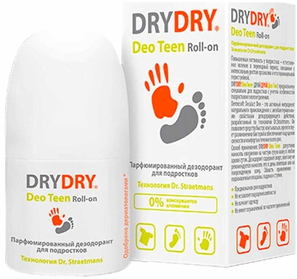 Дезодорант Dry Dry Deo Teen Roll-on парфюмированный для подростков 50мл х2шт