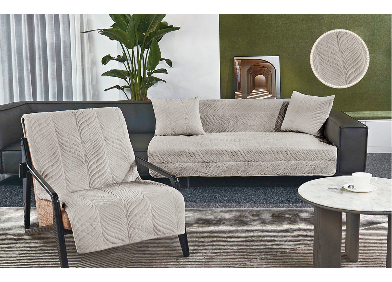 фото Наволочка велюровая декоративная стеганая на кровать диван, 50х50 см