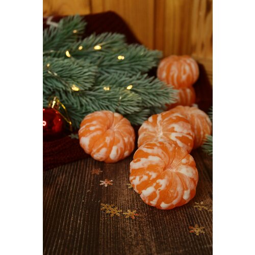 Мыло ручной работы новогодний набор Мандарины состоит из 3ех штук мыло новогоднее мандарины