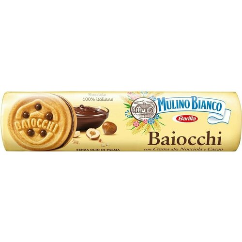 Печенье Mulino Bianco Baiocchi сандвичное сахарное с какао-ореховым кремом 168г