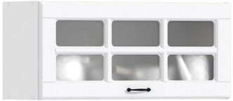 Кухонный модуль навесной шкаф горизонтальный столплит Регина РП-280 со стеклом Белый/Белый матовый, 80х36х30 см