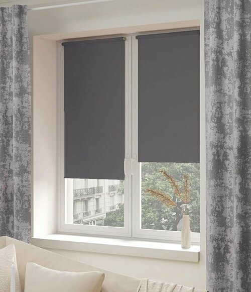 Рулонная штора на окно Лайт 66х175 см, темно-серый. Рулонные жалюзи для комнаты, спальни, кухни, детской, гостинной
