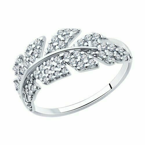 фото Кольцо diamant online, серебро, 925 проба, фианит, размер 16.5, прозрачный