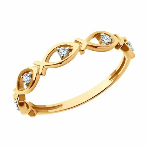 фото Кольцо diamant online, золото, 585 проба, фианит, размер 16.5, прозрачный