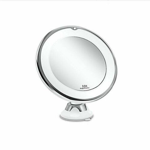 Увеличительное Х10 косметическое настольное зеркало с подсветкой и лампочками для макияжа на подставке