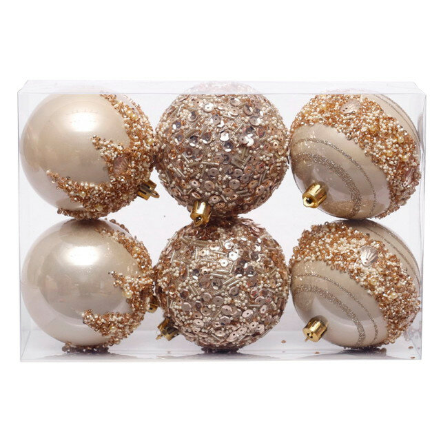 фото Набор шаров MAXIJOY Гламурный 80мм 6шт пластик золотой