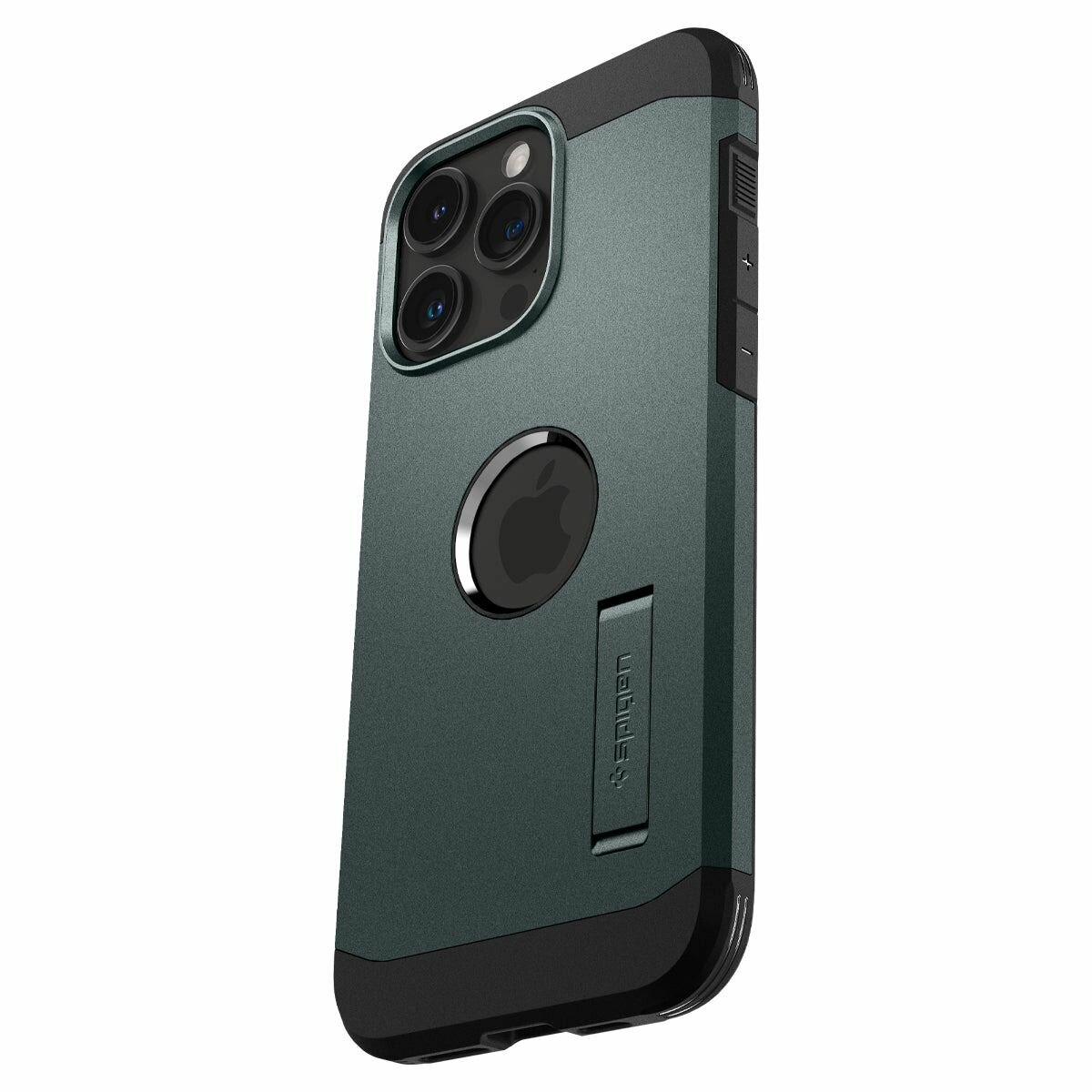 Чехол Spigen на Apple iPhone 15 Pro (ACS06735) Tough Armor MagFit / Спиген чехол для Айфон 15 Про MagSafe с подставкой , противоударный, с защитой камеры, зеленый — фото 1