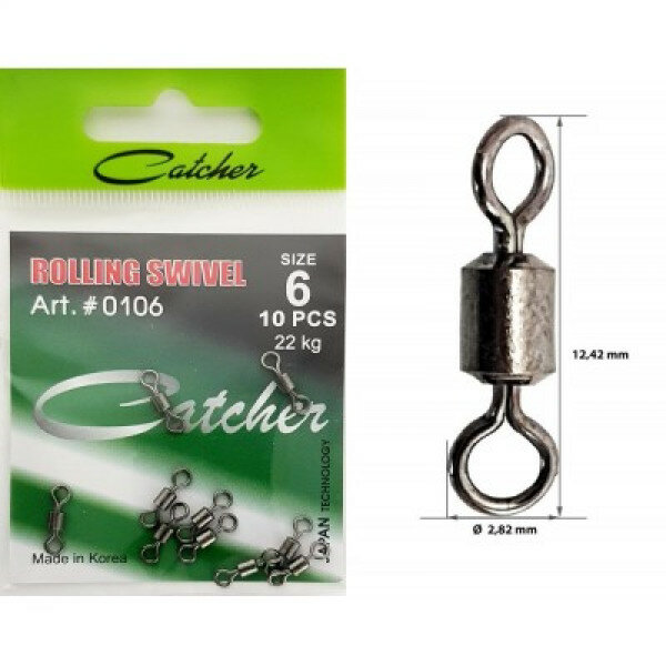 Вертлюг Catcher Rolling Swivel №6 22 кг (уп.10шт)