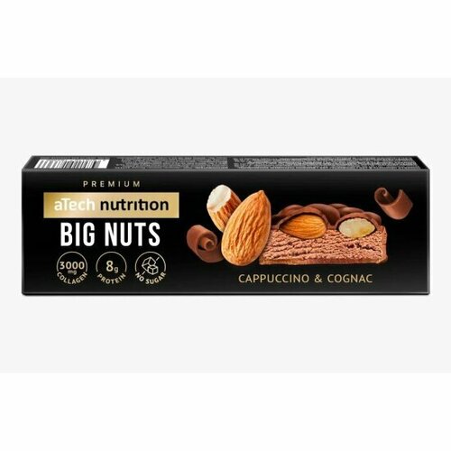 Atech Nutrition Батончик BIG NUTS 40 г вкус капучино-коньяк-миндаль ТМ Premium бад doctorwell комплекс для кожи волос и ногтей beautonica