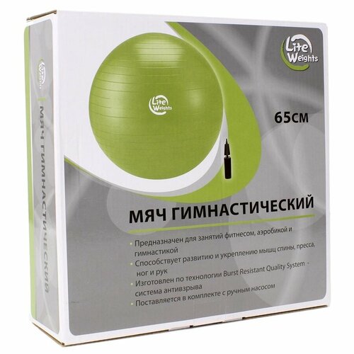 Мяч гимнастический Lite Weights 65см. с насосом Green