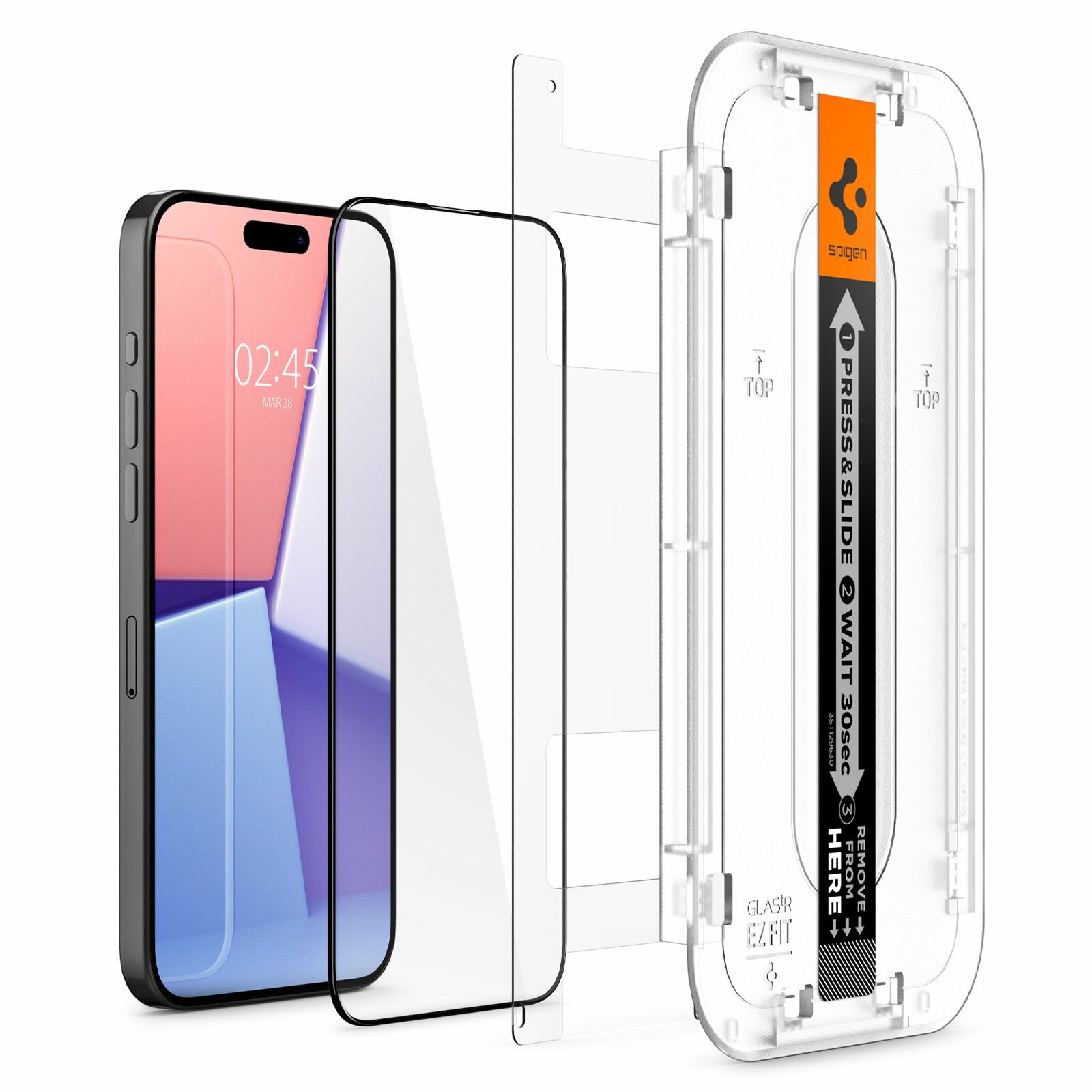 Защитное стекло Spigen на Apple iPhone 15 Pro Max (AGL06879) Glass tR EZ Fit HD 1 шт / Спиген стекло для камеры для Айфон 15 Про Макс, прочное, олеофобное покрытие, черное — фото 1