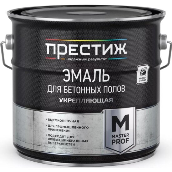 Эмаль для бетонных полов укрепляющая Престиж , полуматовая, 4 кг, серая