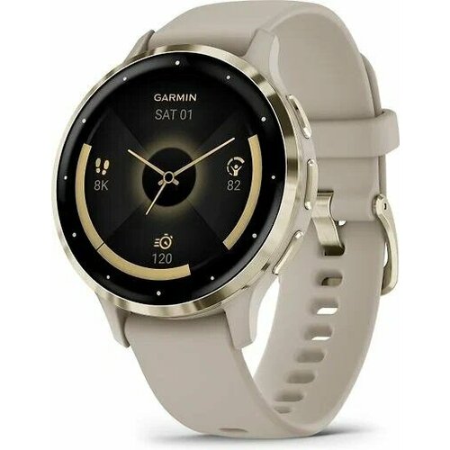 Garmin Venu 3S Soft Gold Stainless Steel Bezel with French Gray Case and Silicone Band 010-02785-02 7056000₽