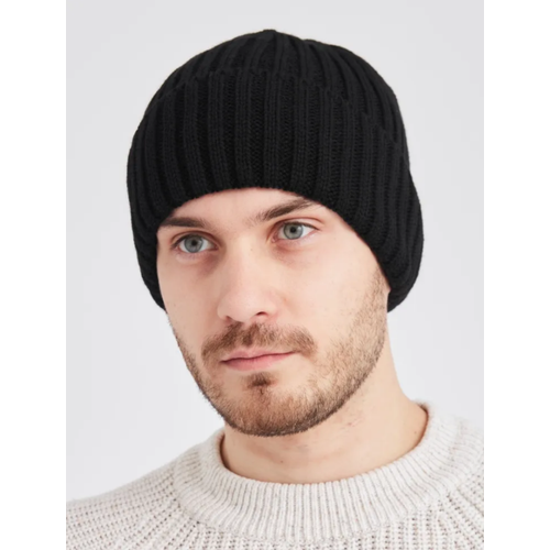 фото Шапка бини , размер 54/58, серый, черный hand made tubatay