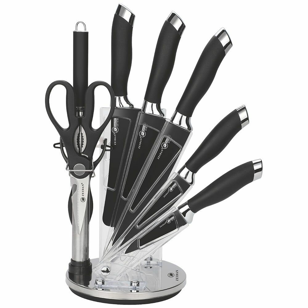 Набор кухонных ножей на подставке ZEIDAN 9 предметов для кухни