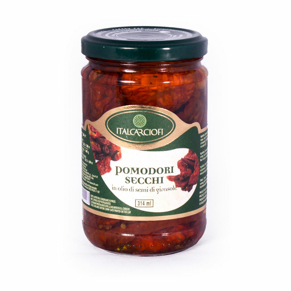 Томаты сушеные в подсолнечном масле, ITALCARCIOFI, 0,28 кг/0,14 кг/0,314 л (ст/б)