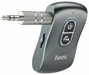 AUX Bluetooth Ресивер hoco E73 автомобильный Bluetooth адаптер для музыки и громкой связи темно-серый